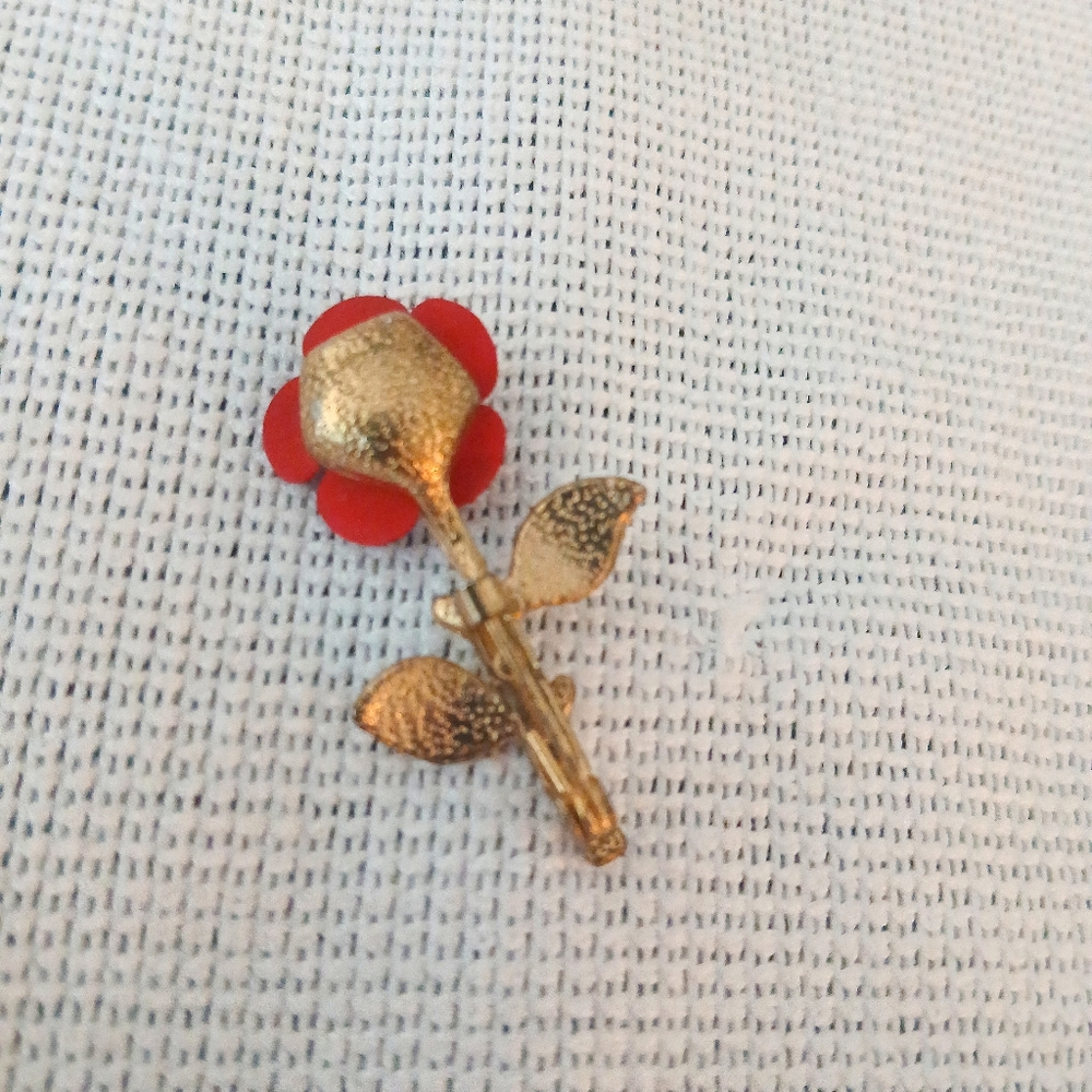 VINTAGE Rose Ceramic Brooche - Picture 2 of 3